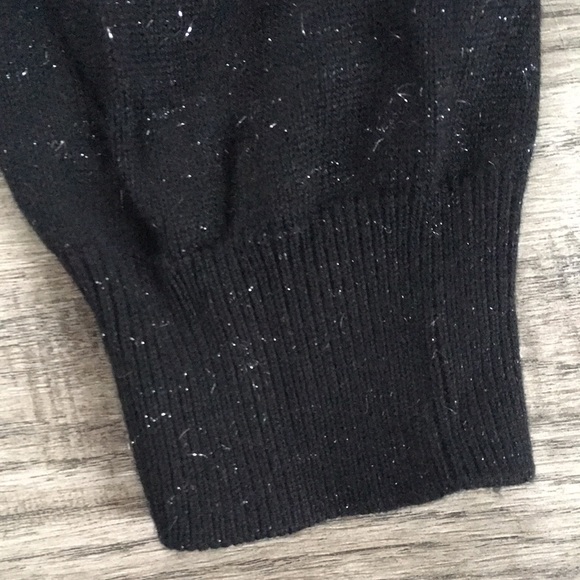 Nicole Miller - Button Front Cardigan - Black with Silver Metallic Yarn - Picture 3 of 6